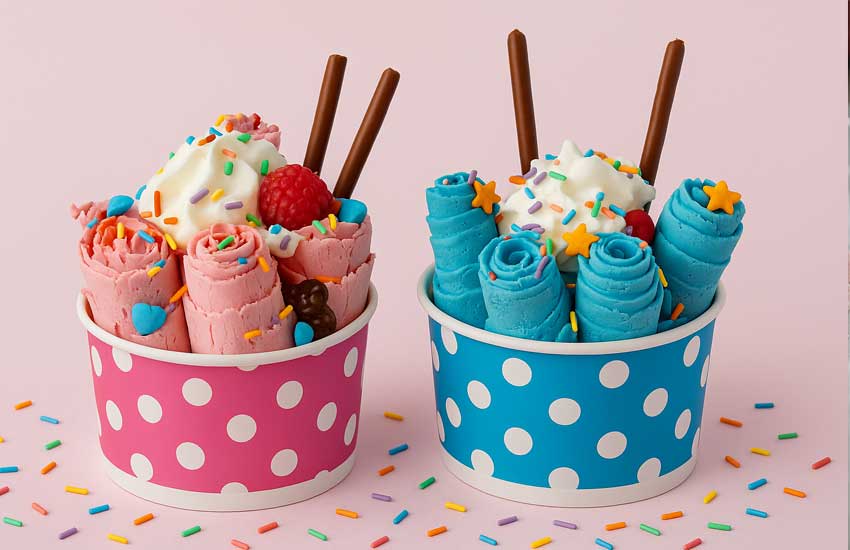 Lody tajskie w kolorowych kubeczkach